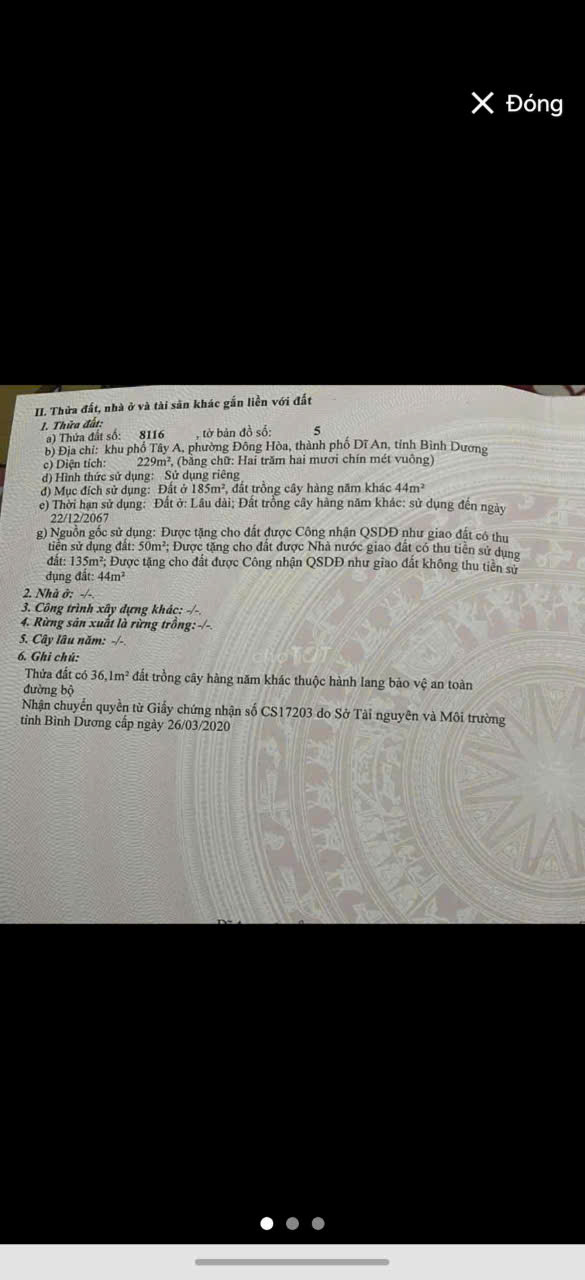  CHÍNH CHỦ BÁN NHÀ ĐẤT DIỆN TÍCH LỚN ĐƯỜNG TRẦN VĂN ƠN – ĐÔNG HÒA, DĨ AN 