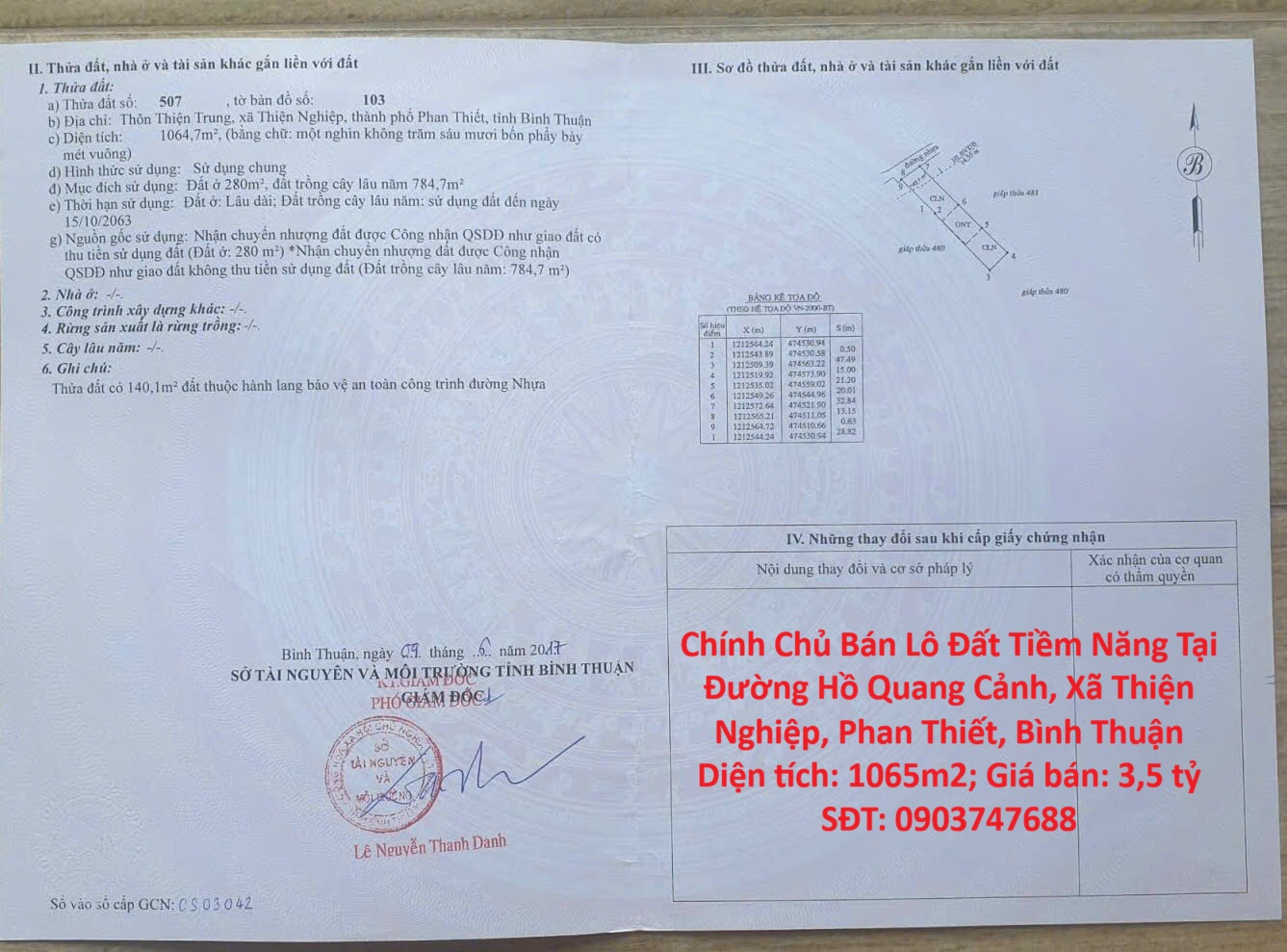  ĐẤT ĐẸP - GIÁ TỐT - Bán GẤP Lô Đất Tiềm Năng Tại Đường Hồ Quang Cảnh, Xã Thiện Nghiệp, Phan Thiết, Bình Thuận 