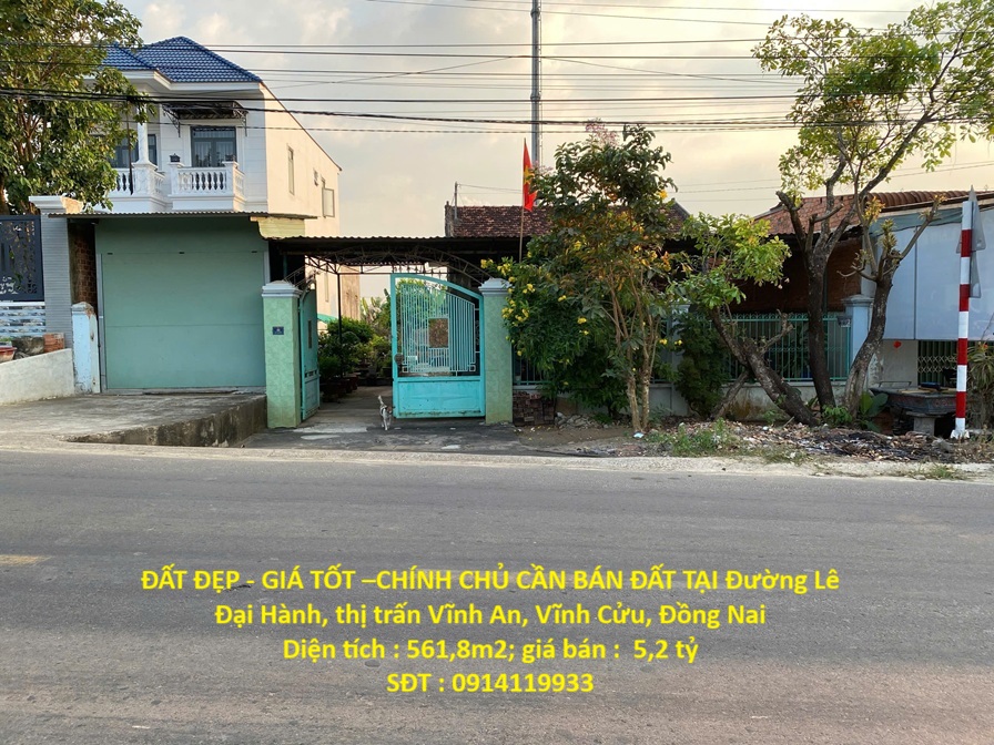  ĐẤT ĐẸP - GIÁ TỐT –CHÍNH CHỦ CẦN BÁN ĐẤT TẠI Vĩnh An - Vĩnh Cửu- Đồng Nai 