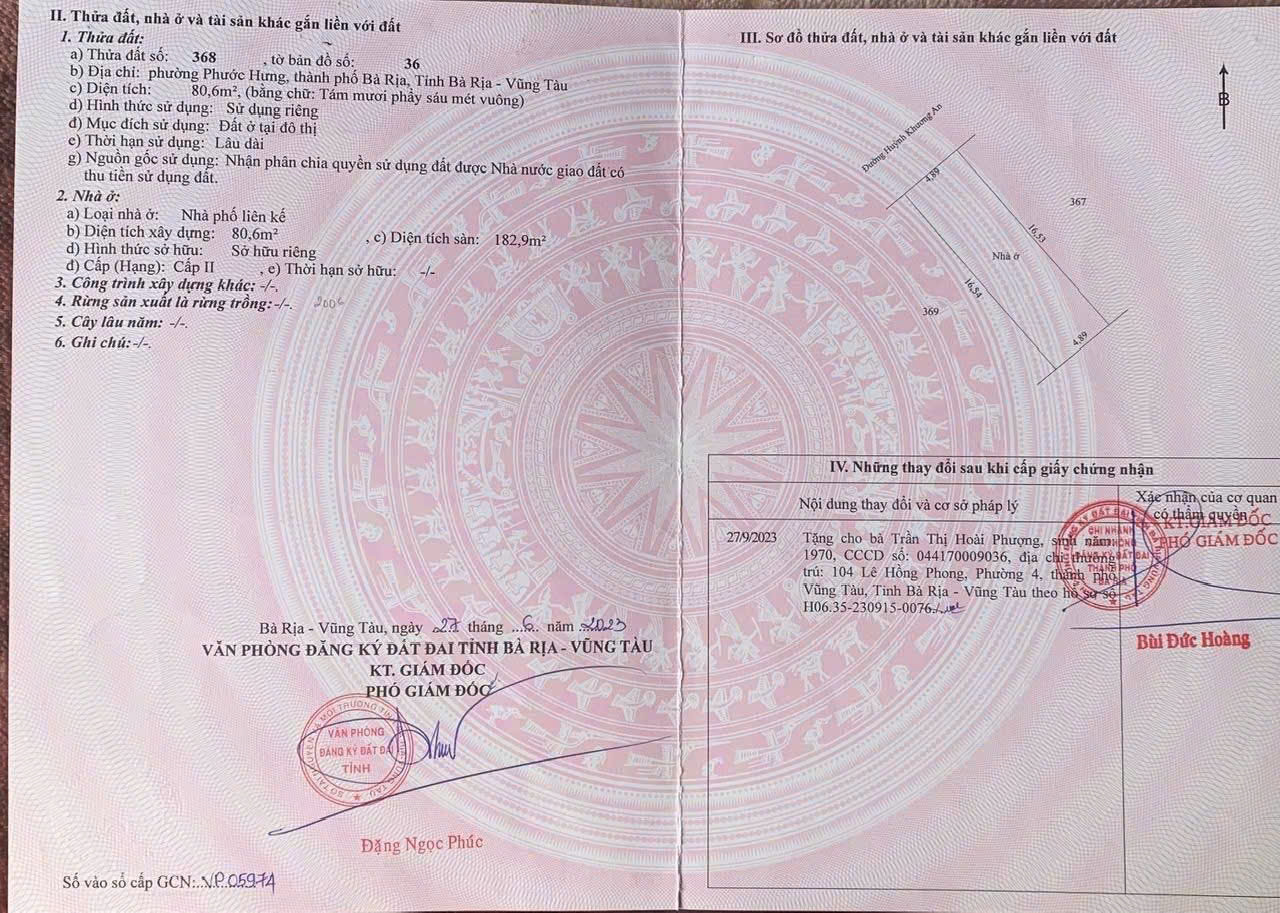  BÁN NHÀ 
Địa chỉ:  Huỳnh Khương An, phường Phước Hưng, Bà Rịa (cũ). Đ/c mới: Phường Bà Rịa – TP HCM 