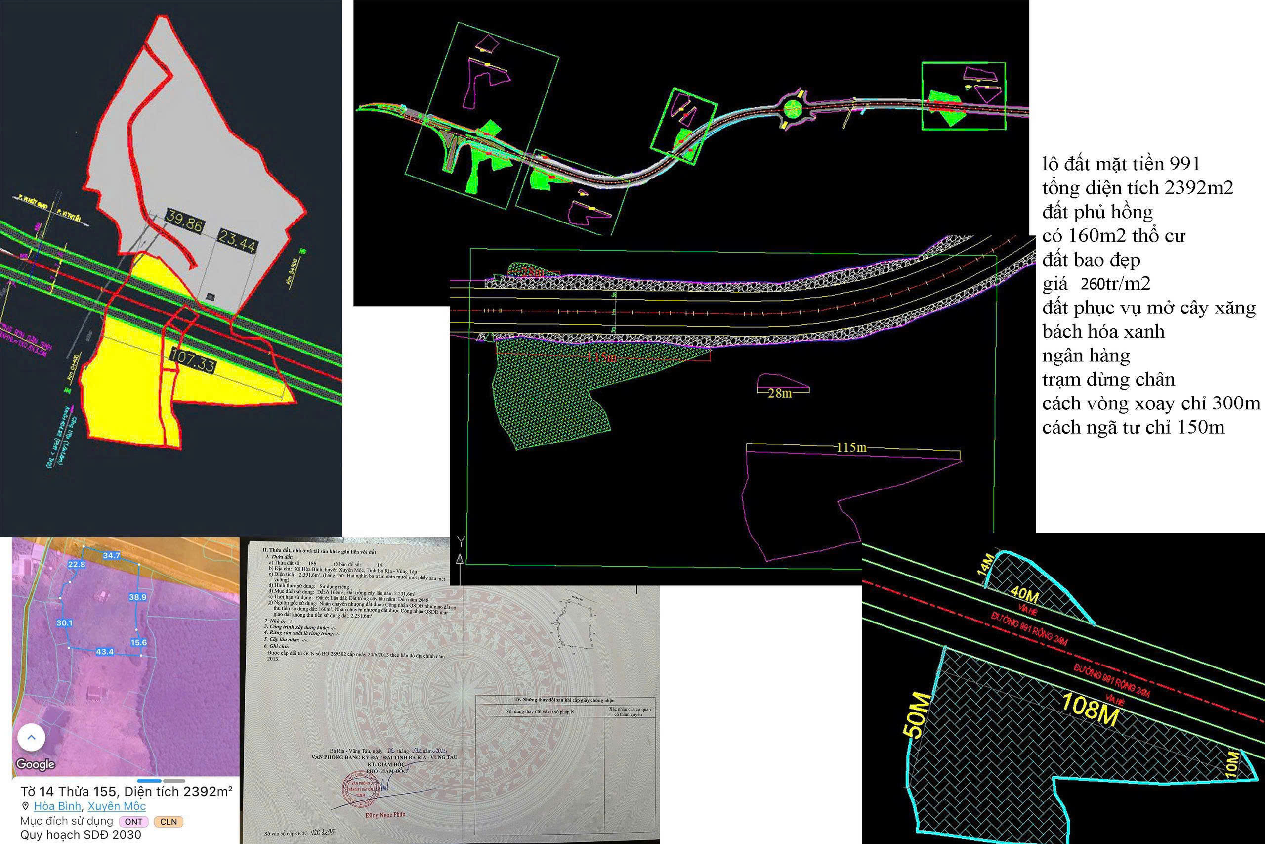  Cần bán 2392mv 34m mặt tiền đường lớn 160m thổ cư 