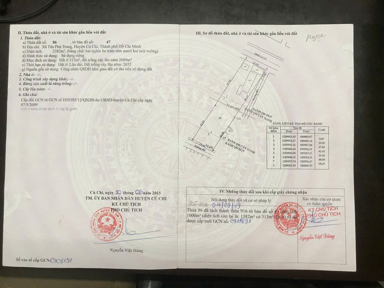  Sở Hữu Lô ĐẤT CHÍNH CHỦ - 2 MẶT TIỀN Xã Tân Phú Trung, Huyện Củ Chi, TP Hồ Chí Minh 