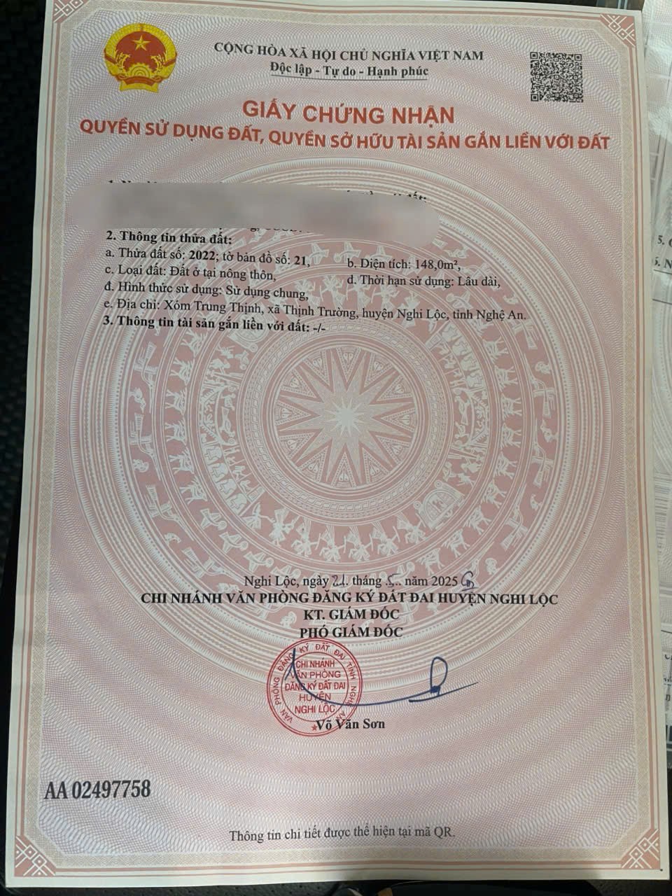  ĐẤT ĐẸP – GIÁ TỐT  – CHÍNH CHỦ CẦN BÁN Tại xóm Trung Thịnh, Thịnh Trường, Nghi Lộc, Nghệ An 