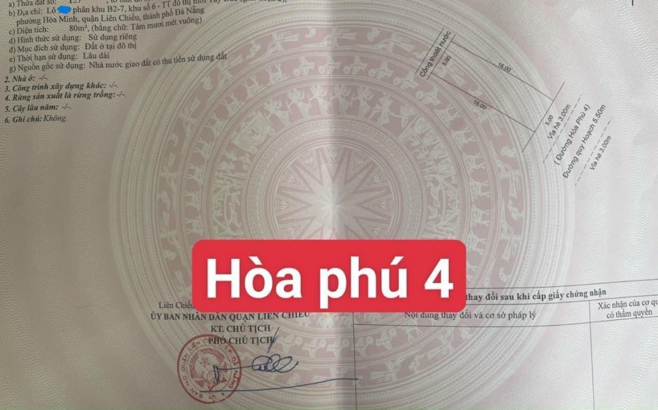  Bán đất sạch đẹp mt đường Hòa Phú 4, Hòa Minh, Liên Chiểu. 