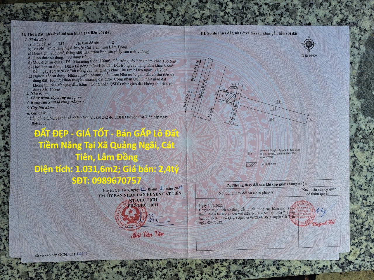  ĐẤT ĐẸP - GIÁ TỐT - Bán GẤP Lô Đất Tiềm Năng Tại Xã Quảng Ngãi, Cát Tiên, Lâm Đồng 