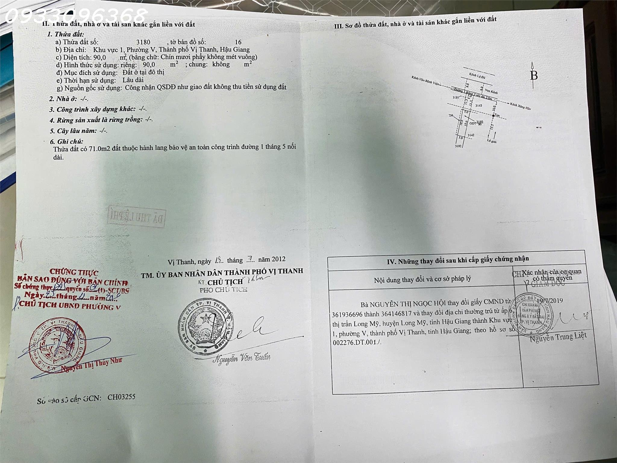  BÁN ĐẤT CÓ NHÀ – 2 BÌA RIÊNG – TP VỊ THANH, HẬU GIANG 