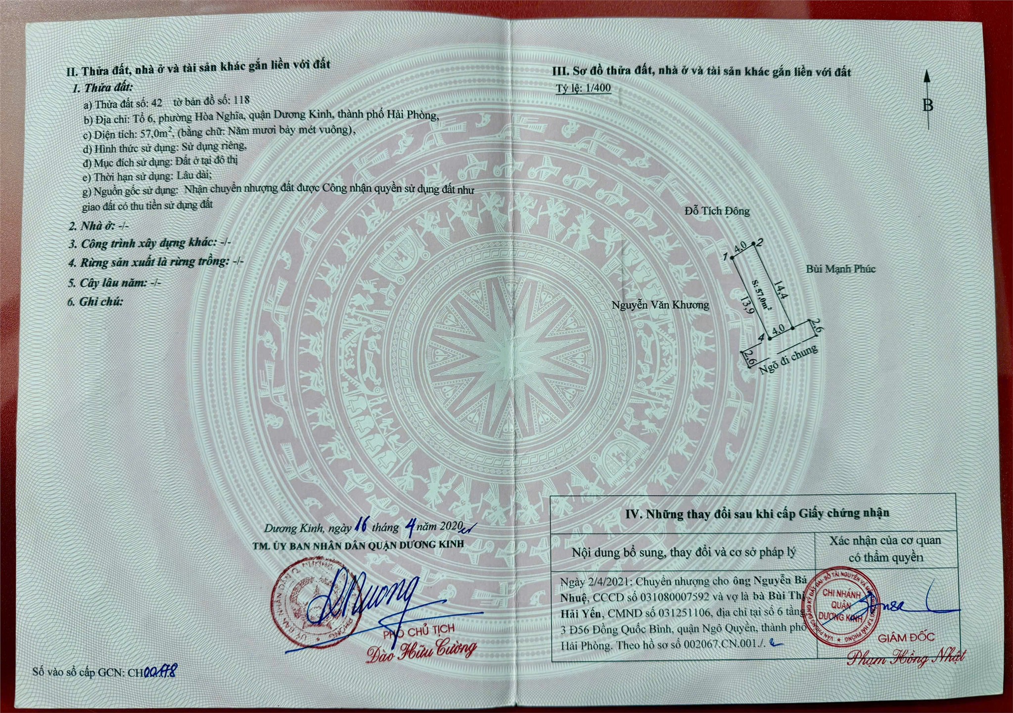  HƠN 1 TỶ  57M² TỔ 6 HÒA NGHĨA – NGÕ Ô TÔ – QUỸ ĐẤT Ở HIẾM KHU DƯƠNG KINH  ZALO 0567 222 555 