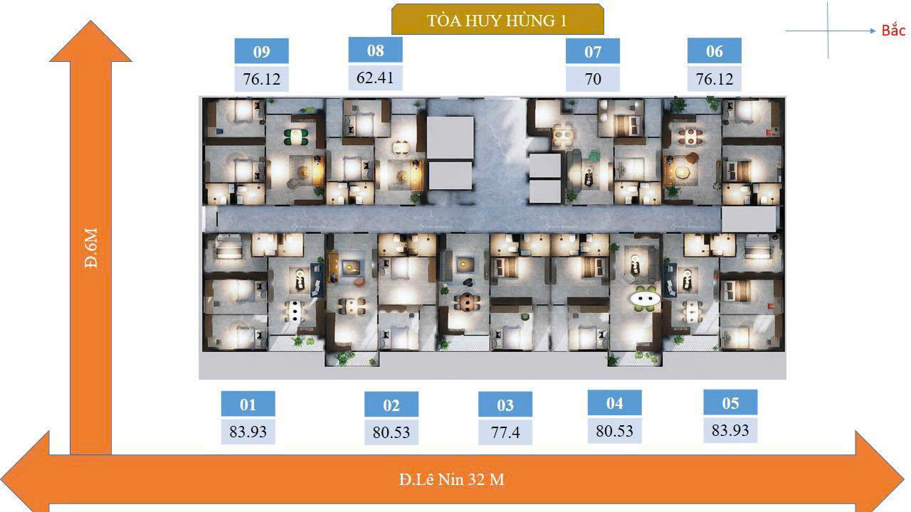  BÁN CHUNG CƯ 81m2 MẶT ĐƯỜNG 32 - CHUNG CƯ HUY HÙNG, P. VINH PHÚ 