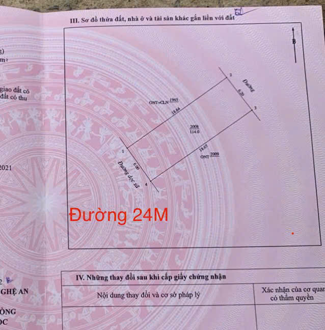  Bán lô 114m2 mặt đường 24m Nghi Phong đẹp, Xóm 11 cũ 