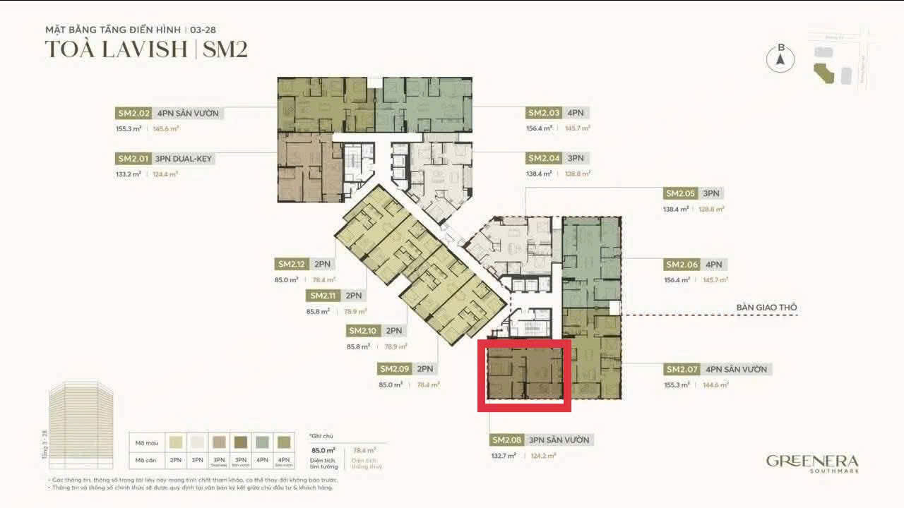  Giảm 2tỷ căn 3PN sân vườn VIP nhất tòa SM2, chỉ hơn 80tr/m2 vô địch về giá, HTLS 24T 