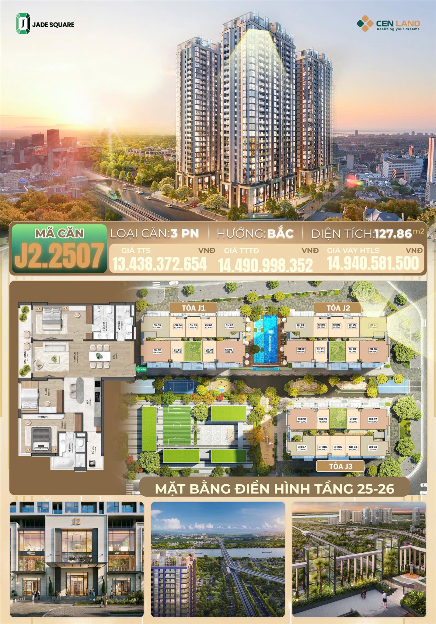  SIÊU PHẨM NHANH CÒN CHẬM HẾT - J2.2507 – 3PN cao cấp  Jade Square – Tây Hồ Tây 