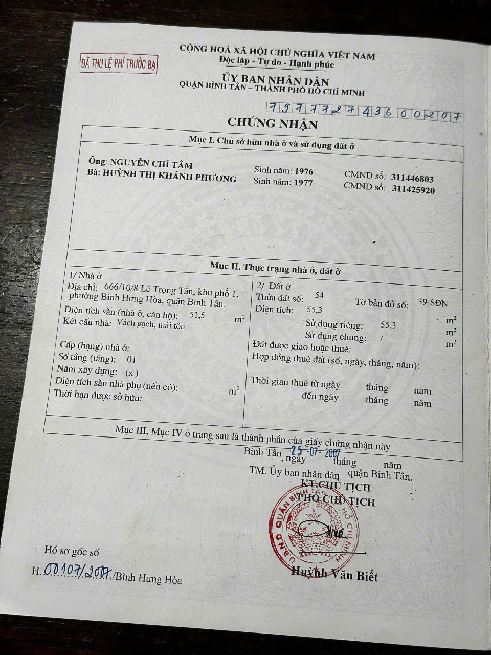  CHÍNH CHỦ BÁN GẤP NHÀ CẤP 4 – CHÍNH CHỦ – BÌNH TÂN- TPHCM 