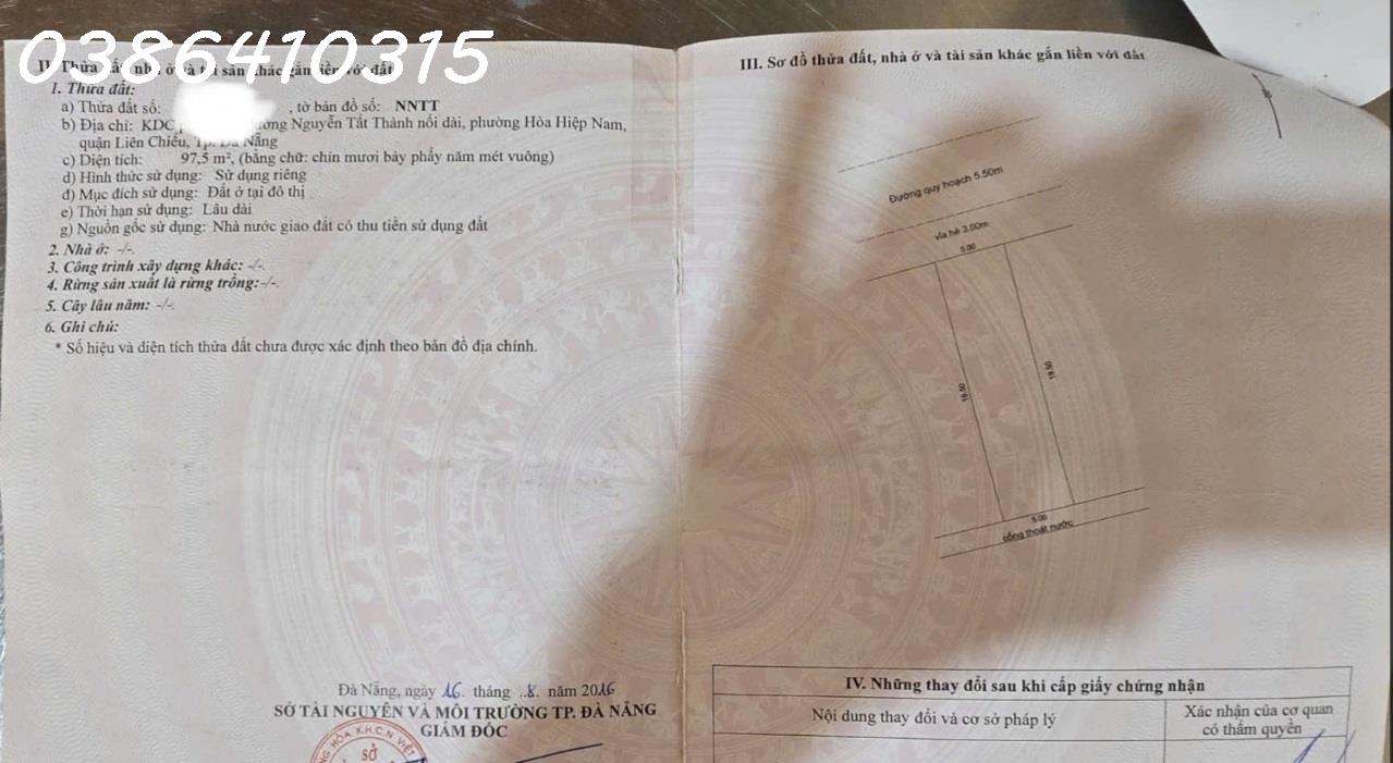  Chính chủ cần bán lô đất đẹp nhất đg Bắc Thượng 5, nam Nguyễn Tất Thành 