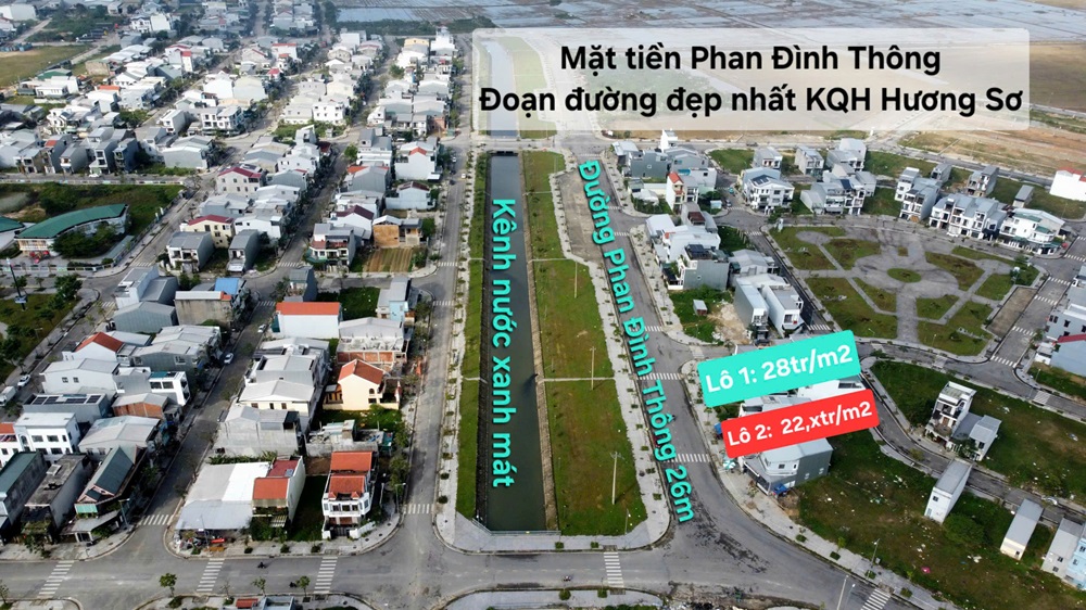  ???????? Bán 2 lô Mặt tiền Phan Đình Thông rộng 26m - đoạn đường đẹp nhất KQH Hương Sơ 