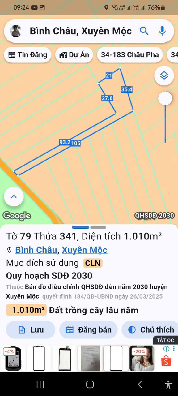  1000m bình châu 390tr . Giá công chứng luôn nhe 