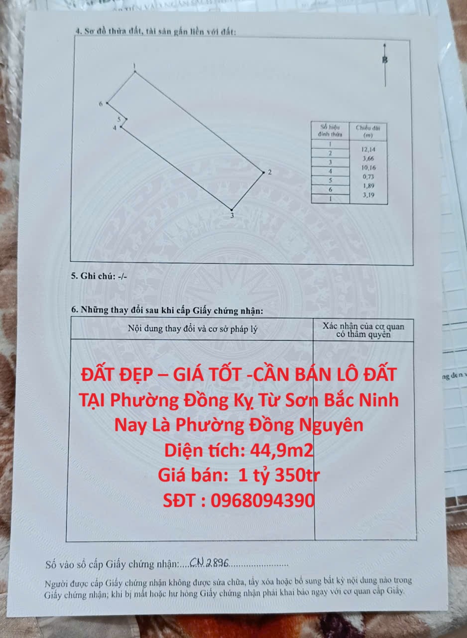  ĐẤT ĐẸP – GIÁ TỐT -CẦN BÁN LÔ ĐẤT TẠI Phường Đồng Kỵ Từ Sơn Bắc Ninh Nay Là Phường Đồng Nguyên 