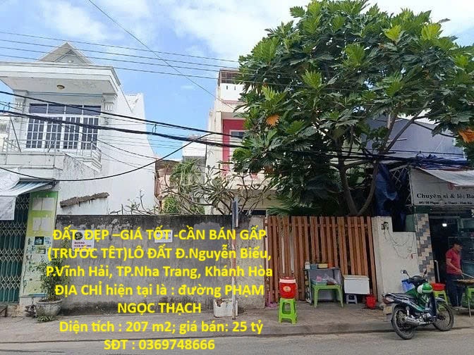  ĐẤT  ĐẸP –GIÁ TỐT -CẦN BÁN GẤP (TRƯỚC TÊT)LÔ ĐẤT Đ.Nguyễn Biểu, P.Vĩnh Hải, TP.Nha Trang, Khánh Hòa 