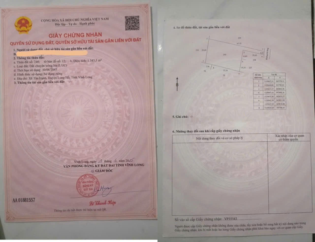  Đất Chính Chủ - Giá Tốt Địa Chỉ Xã Tân Hạnh, Huyện Long Hồ, Tỉnh Vĩnh Long 