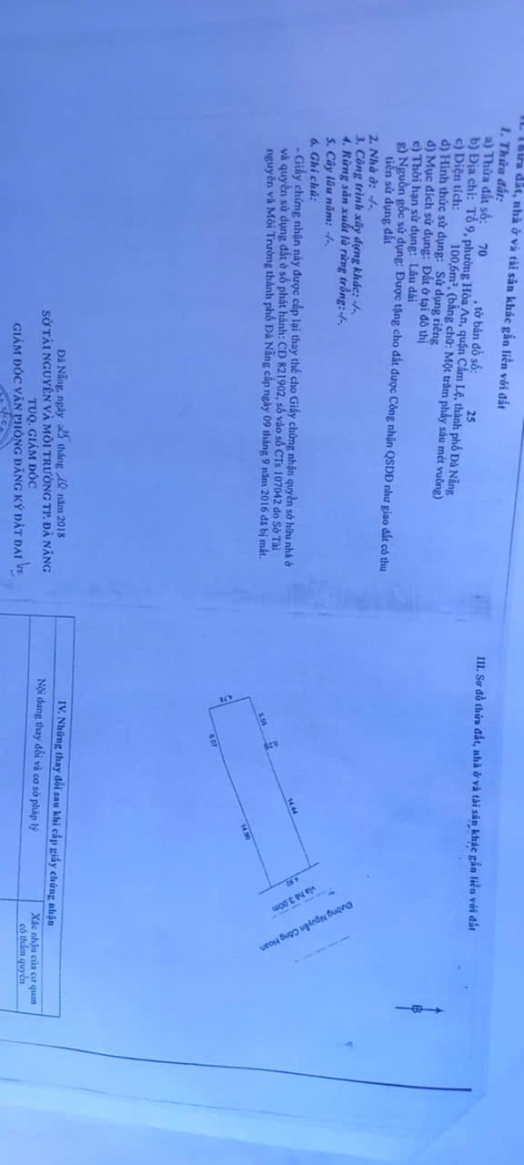  Bán lô đất Mt đường NGUYỄN CÔNG HOAN (đoạn sát Nguyễn Đình Tứ) DT 101m2 giá 7ty LH 0942992361 