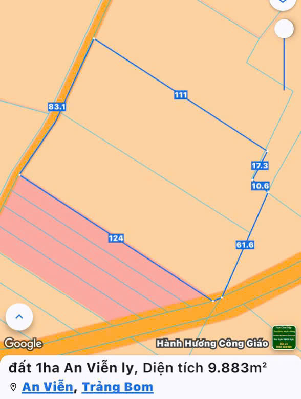  Bán 1ha đất 2 mặt tiền tại xã An Viễn . Trảng Bom . 