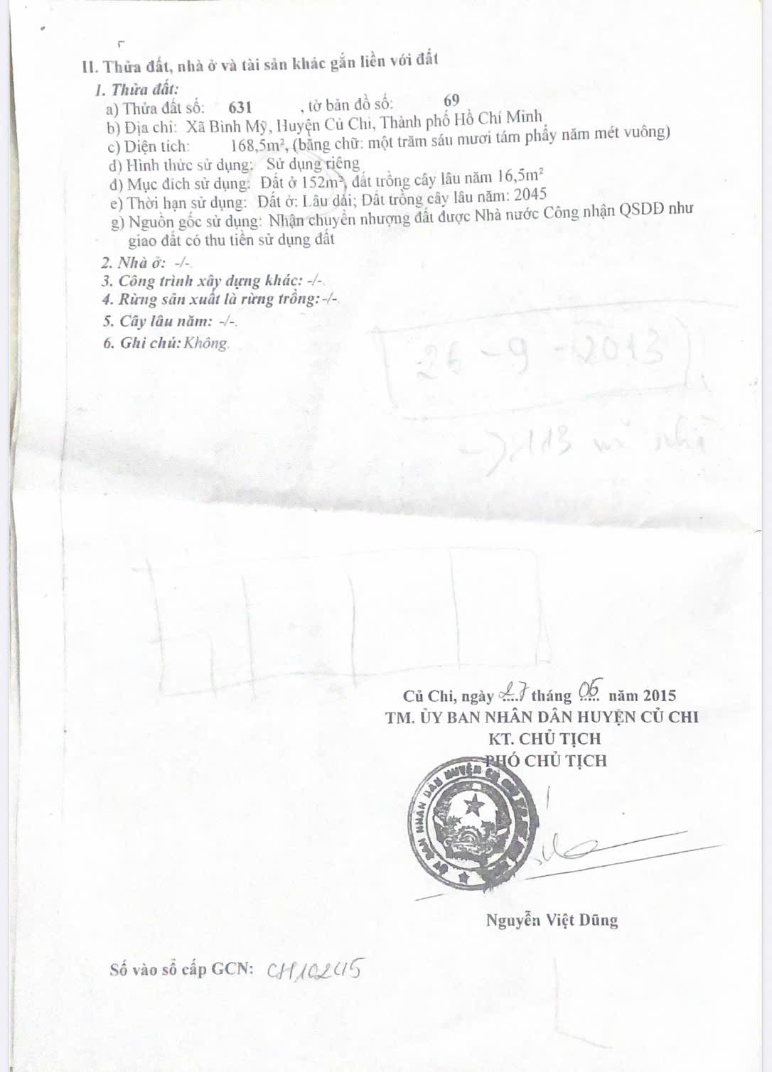  ĐẤT  ĐẸP- GIÁ TỐT- CẦN BÁN NHANH LÔ ĐẤT tại Xã Bình Mỹ, huyện Củ Chi 