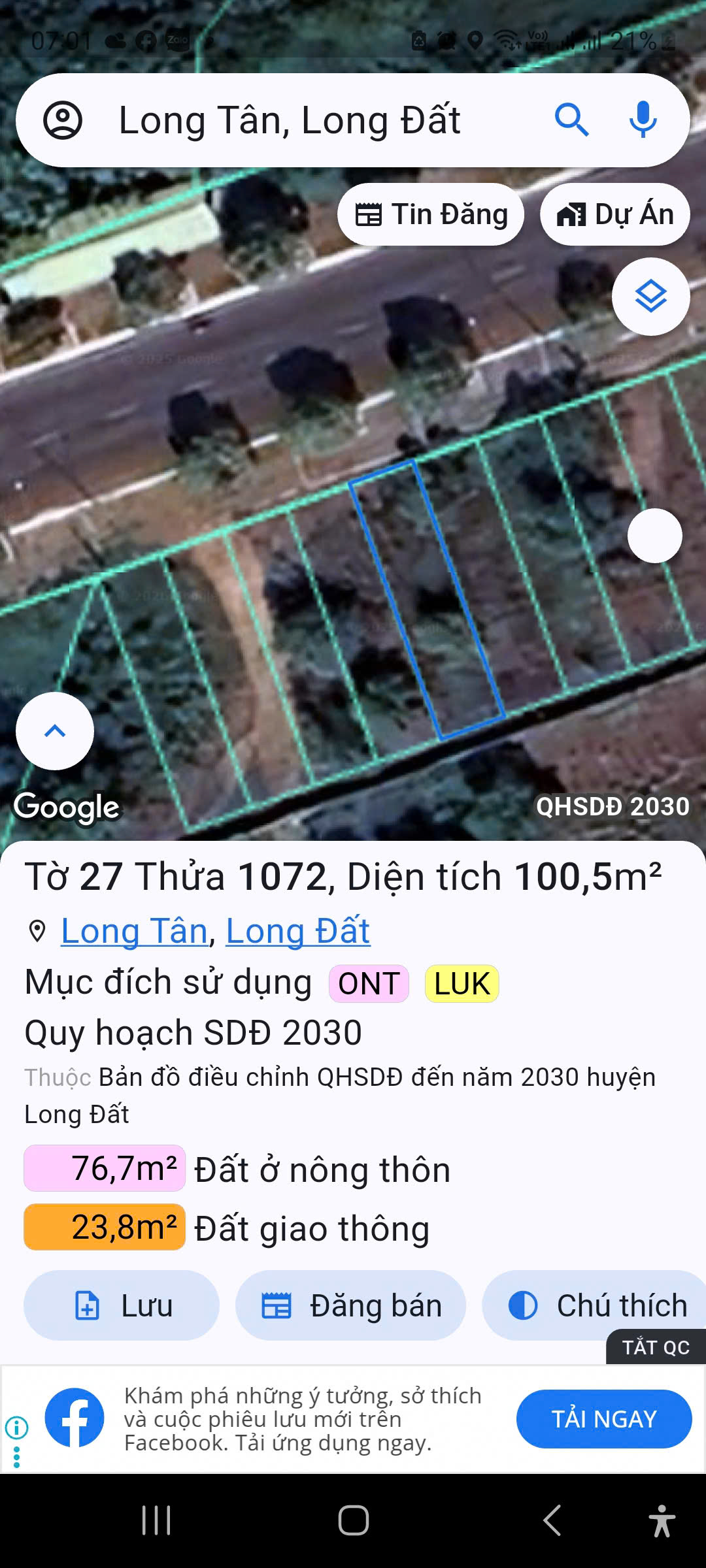  Chính chủ cần bán lô đất mặt tiền đường tỉnh lộ 52 diện tích 5×20 thổ cư toàn bộ 