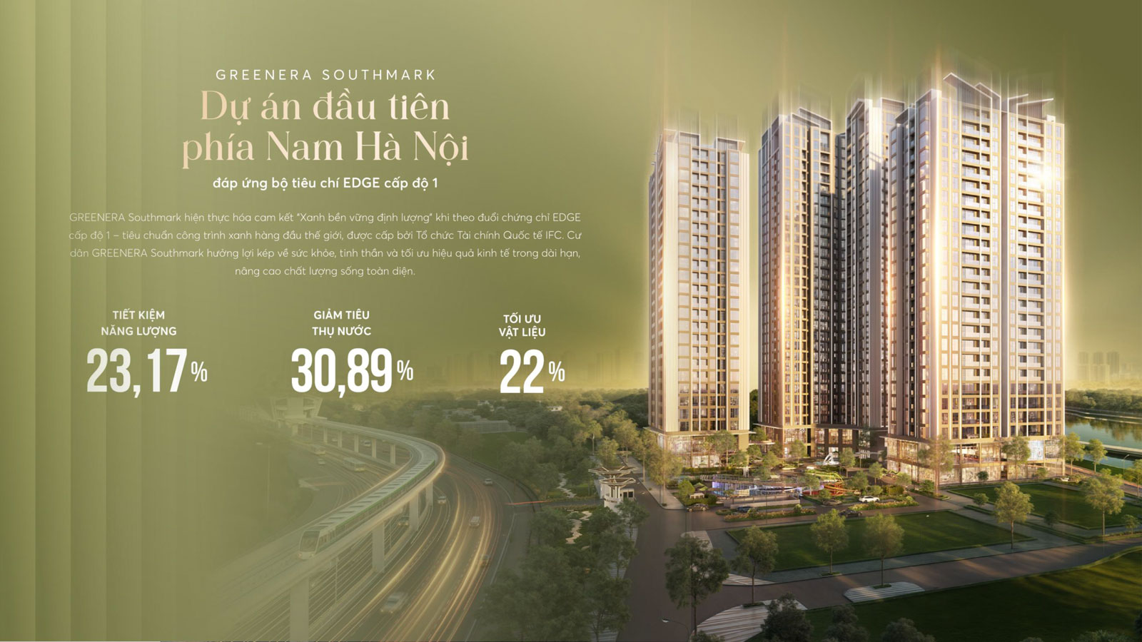  Quỹ căn 3 ngủ độc quyền chiết khấu 17% dự án Greenera Southmark- 486 Ngọc Hồi 