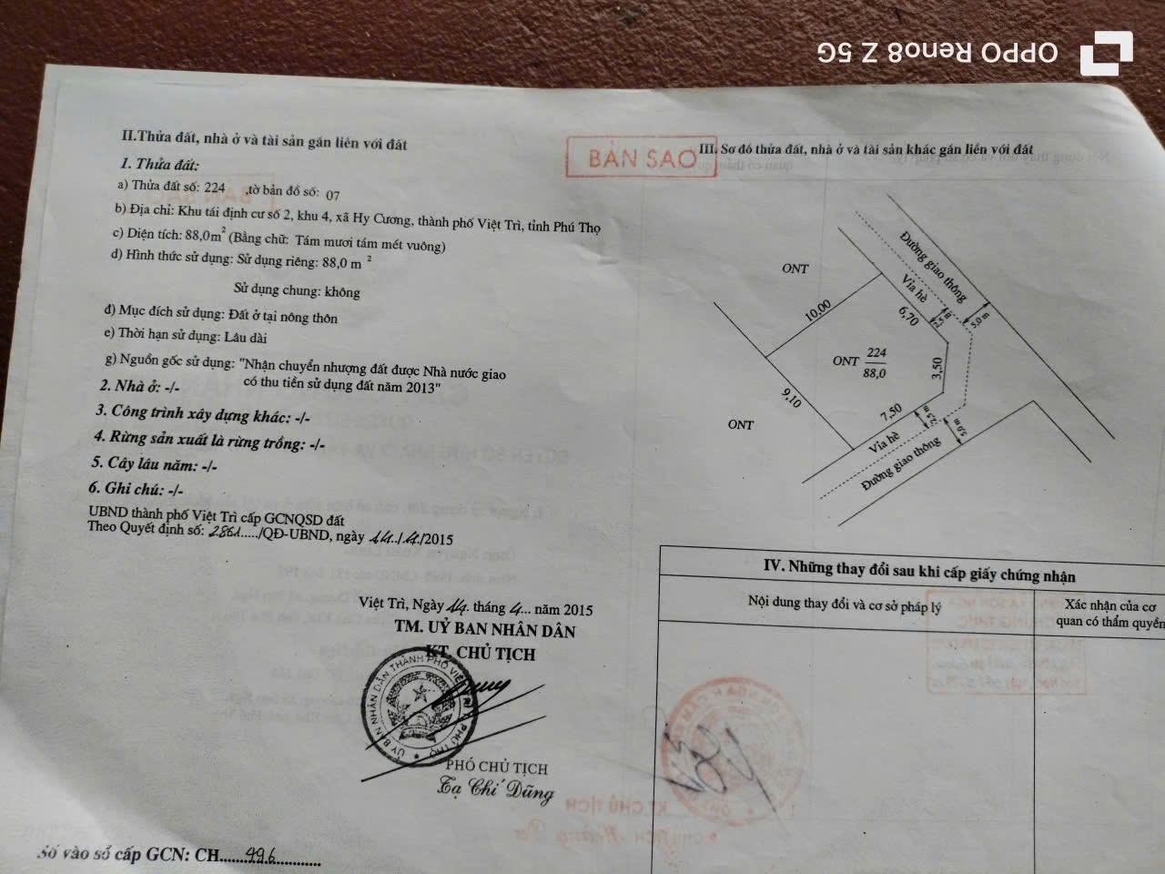  BÁN ĐẤT KÈM NHÀ CẤP 4 – 2 MẶT TIỀN – KHU 4 HY CƯƠNG, TP VIỆT TRÌ 