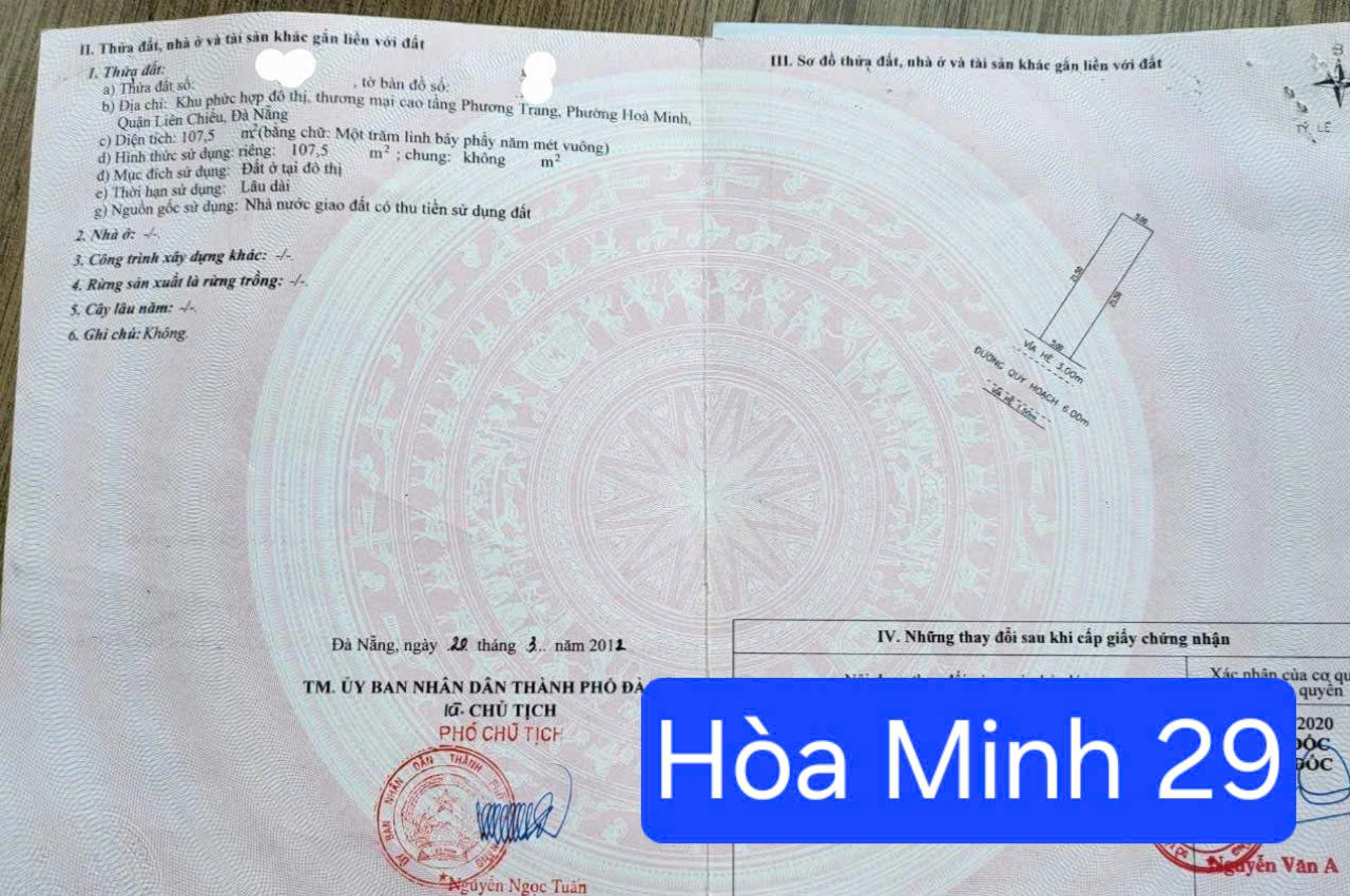  ????????Bán đất đường HÒA MINH 29 - trục thông HỒ TÙNG MẬU 