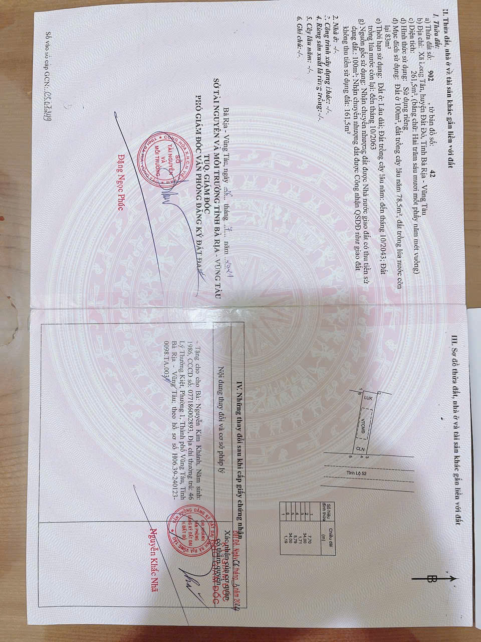  BÁN ĐÂT ĐƯỜNG TLÔ 52 ,LONG TÂN ĐẤT ĐỎ ,TPHCM 