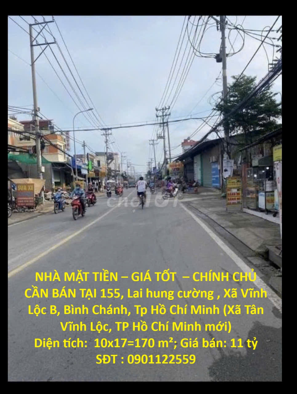  NHÀ MẶT TIỀN – GIÁ TỐT  – CHÍNH CHỦ CẦN BÁN TẠI 155, Lại Hùng Cường , Xã Vĩnh Lộc B, Bình Chánh 