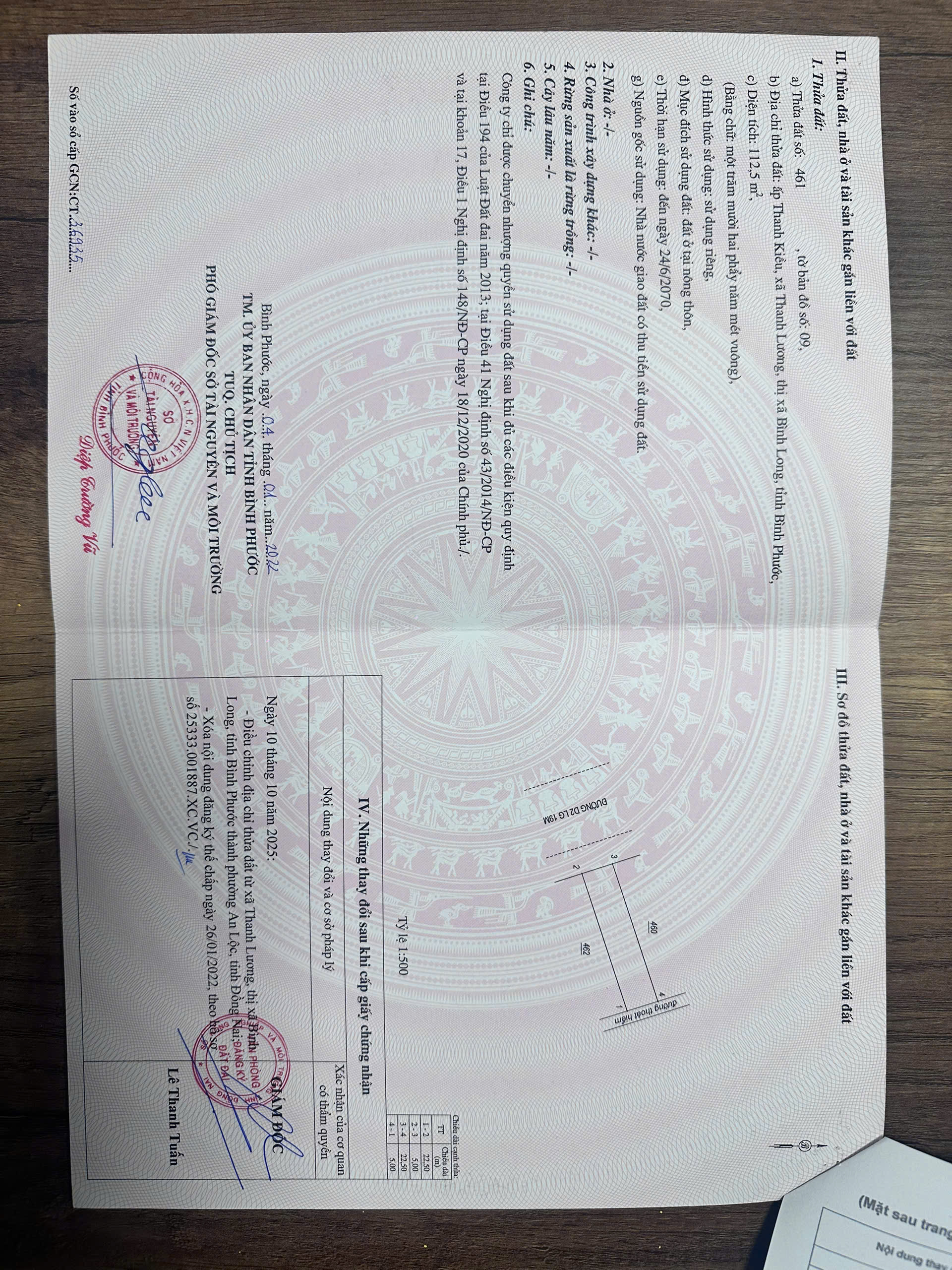  BÁN ĐẤT FULL TTHỔ CƯ 5*22 P.AN LỘC 