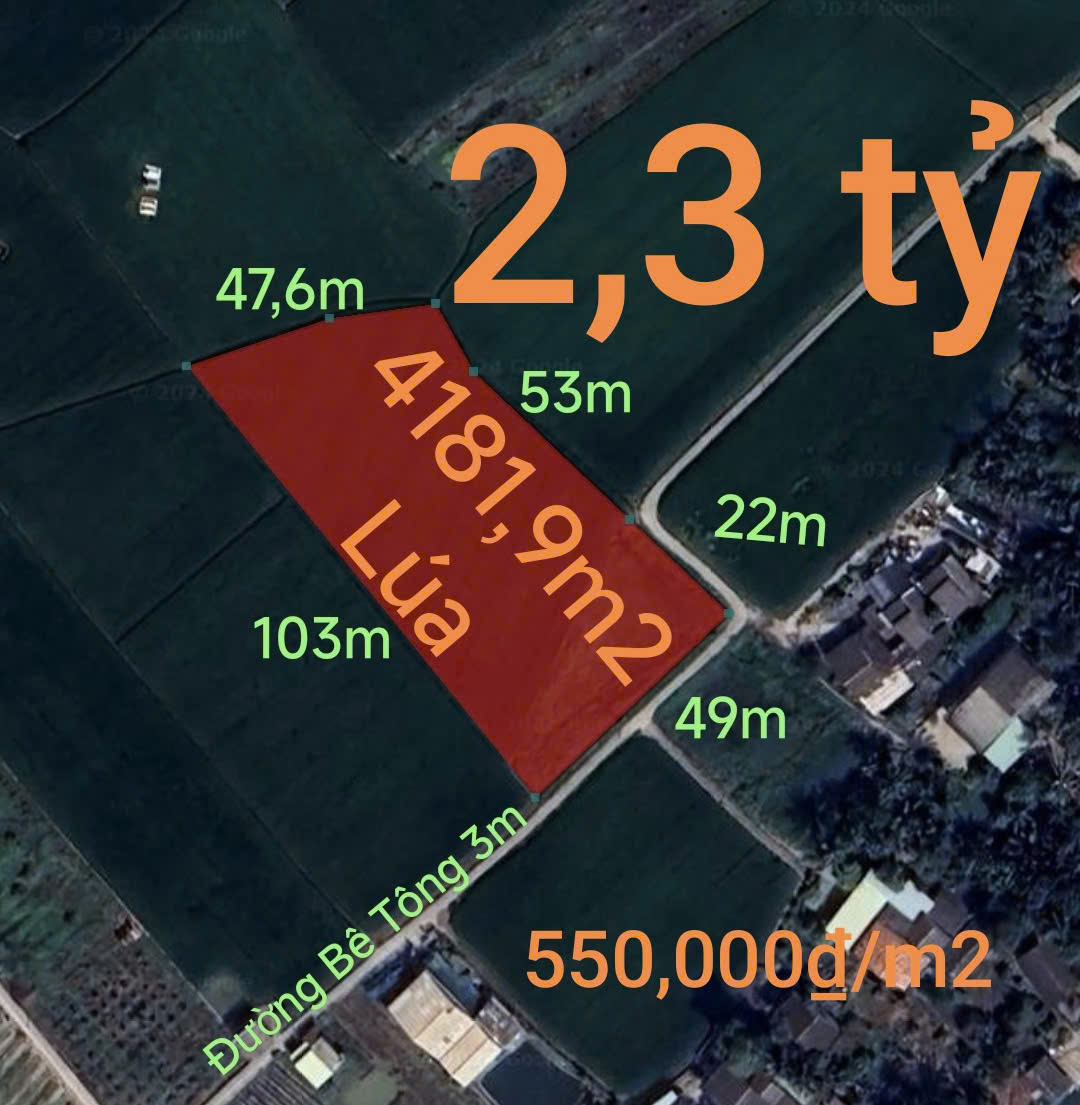  Bán gấp lô đất lúa hai mặt tiền hạ giá 550 triệu.công 