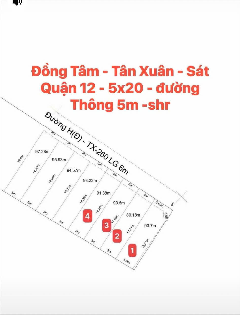  ĐẤT VIP (5X20) NHẤT TÂN XUÂN – SÁT Q12 – 1/ ĐỒNG TÂM – GIÁ TỐT 