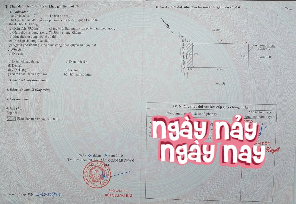  Bán đất mặt đường Vĩnh Tiến - 80m - mặt tiền 6m - giá 7.5 tỉ 