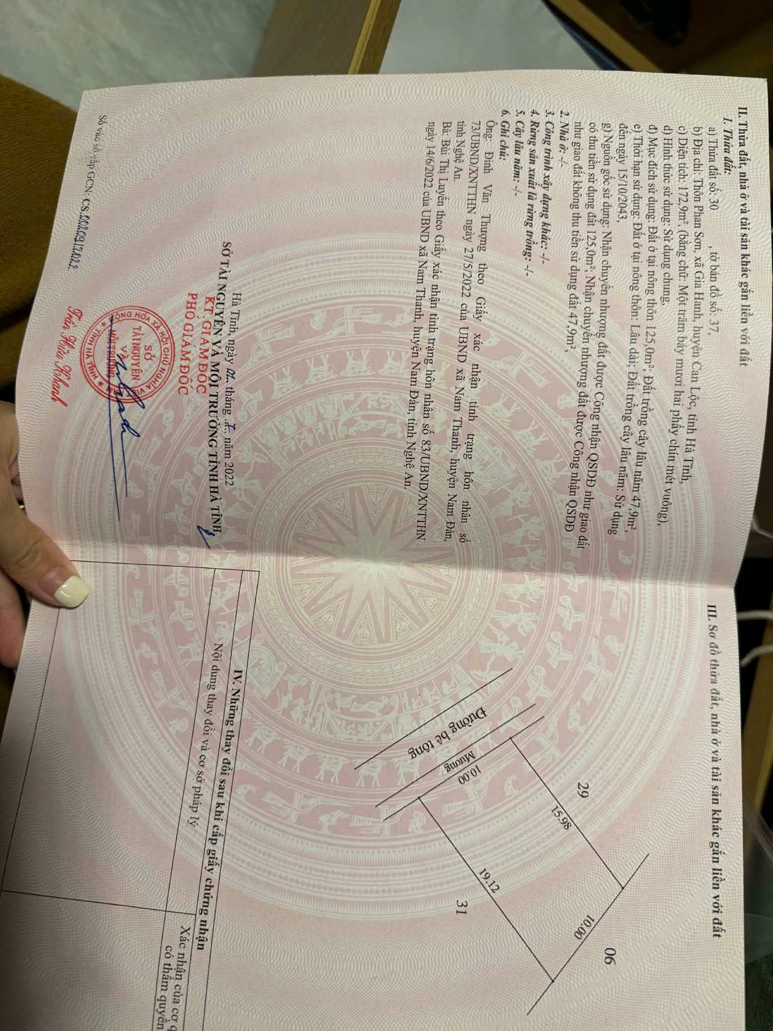  HOT HOT - CẦN BÁN LÔ ĐẤT  TẠI Thôn phan sơn, Gia Hanh, Can Lộc, Hà Tĩnh 