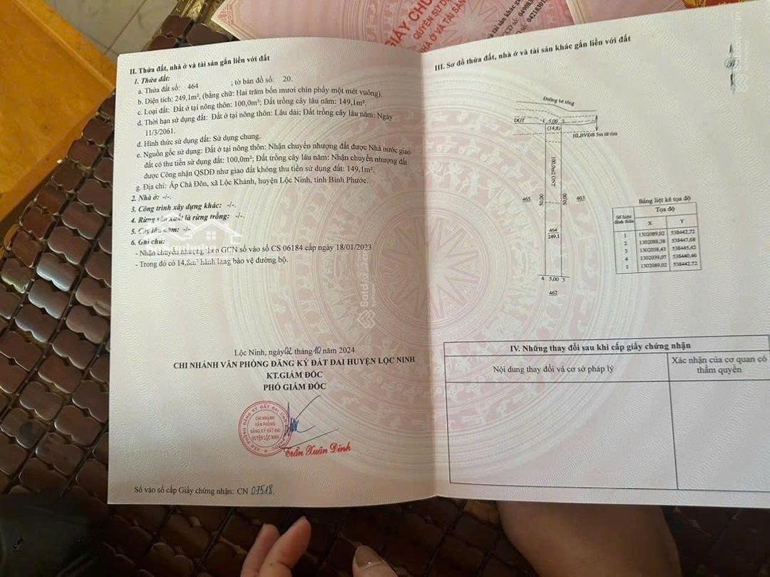  ĐẤT ĐẸP – GIÁ ĐẦU TƯ  - CẦN BÁN LÔ ĐẤT Chả Đôn Xã Lộc Khánh, Lộc Ninh, Bình Phước 