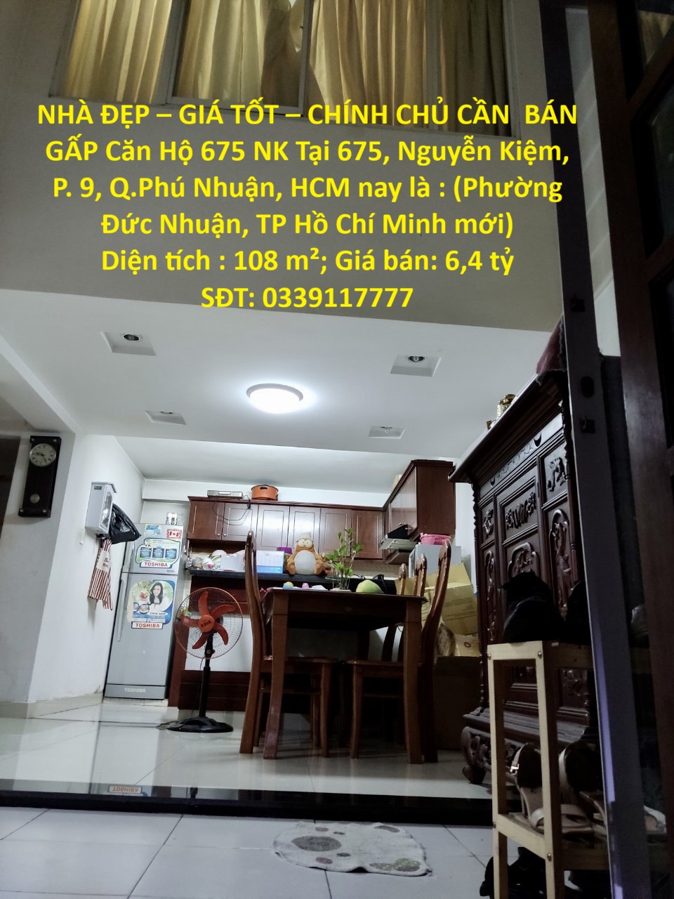  NHÀ ĐẸP – GIÁ TỐT – CHÍNH CHỦ CẦN  BÁN GẤP Căn Hộ 675 NK Tại 675, Nguyễn Kiệm, P. 9, Q.Phú Nhuận, HCM 