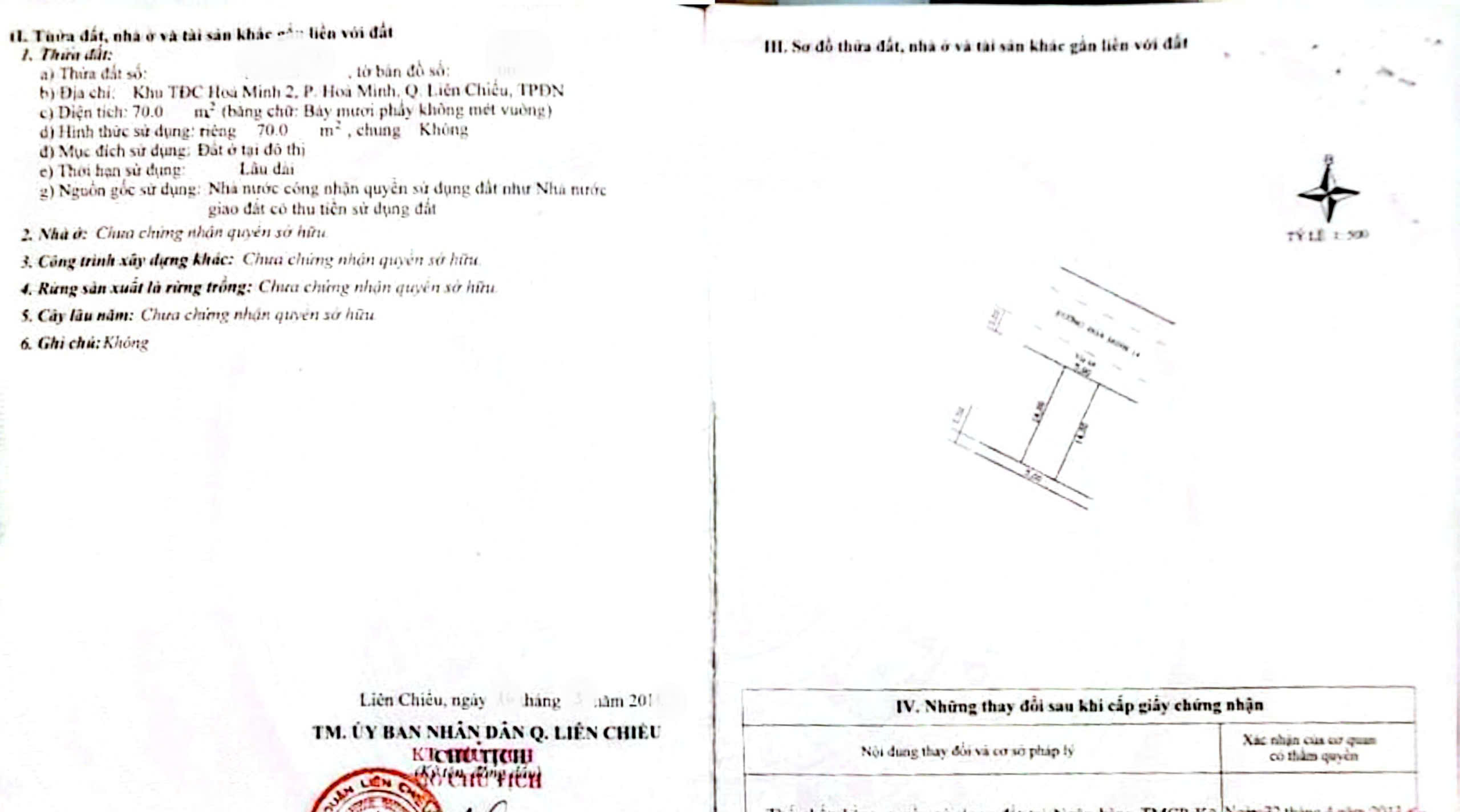  Bán nhà 2 tầng đường Hoà Minh 14 - (Đối diện trường THCS Lương Thế Vinh) 