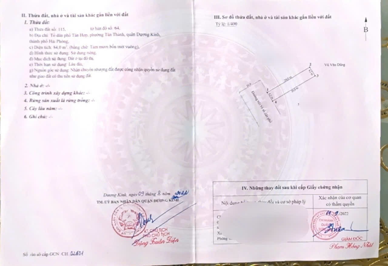  ĐẤT NGÕ 183 TÂN THÀNH DƯƠNG KINH – ĐƯỜNG 10M Ô BÀN CỜ – 84M2 – GIÁ 2,X TỶ – ZALO 0567 222 555 