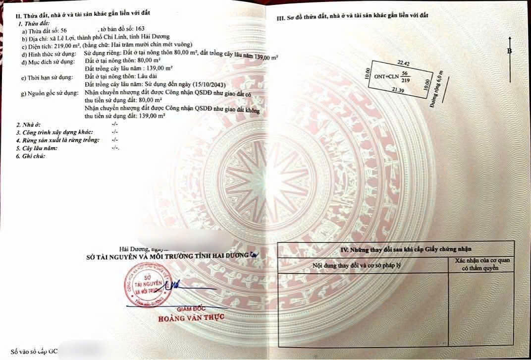  BÁN ĐẤT LÊ LỢI PHƯỜNG TRẦN HƯNG ĐẠO - CHÍ LINH - TP HẢI PHÒNG 