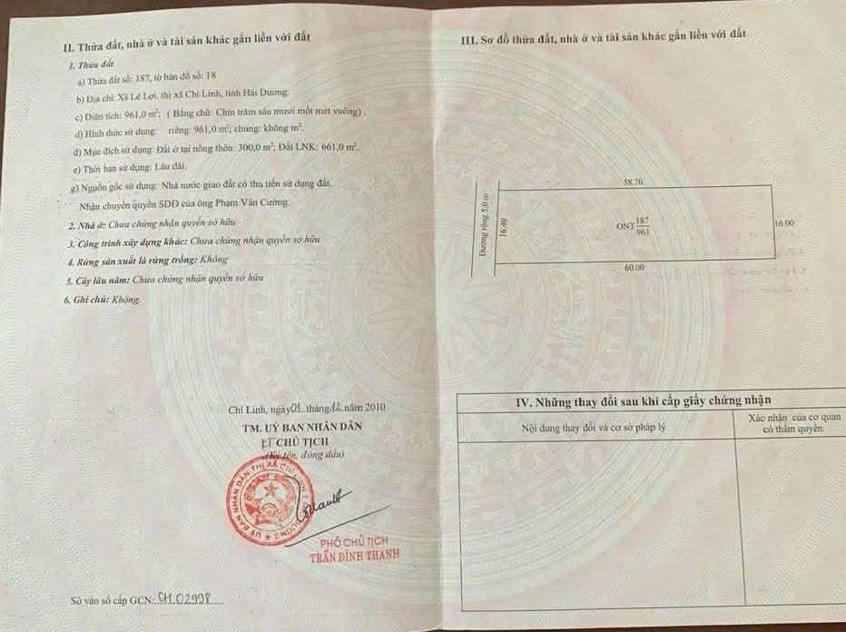  CẦN BÁN NHANH LÔ ĐẤT ĐƯỜNG LÊ LỢI PHƯỜNG TRẦN HƯNG ĐẠO - CHÍ LINH - TP HẢI PHÒNG 