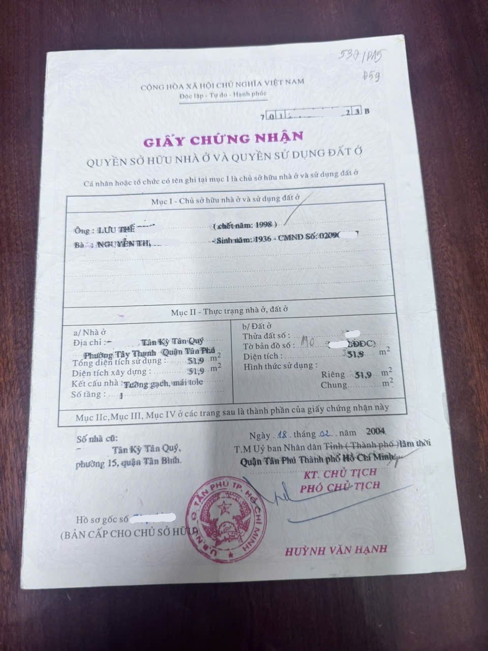  Bán nhà 52m2 – Tân Kỳ Tân Quý, gần siêu thị Pandora Trường Chinh – giá 4.5 tỷ 