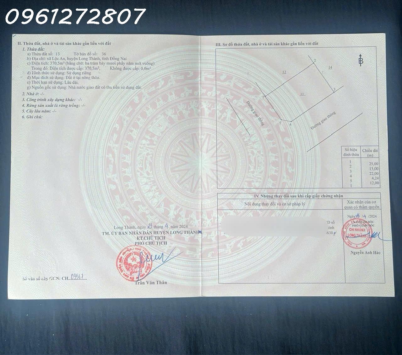  Siêu phẩm - Lô góc 2 mặt tiền đường lớn to nhất nhì Tái Định Cư Lộc An, DT 370,5m2 