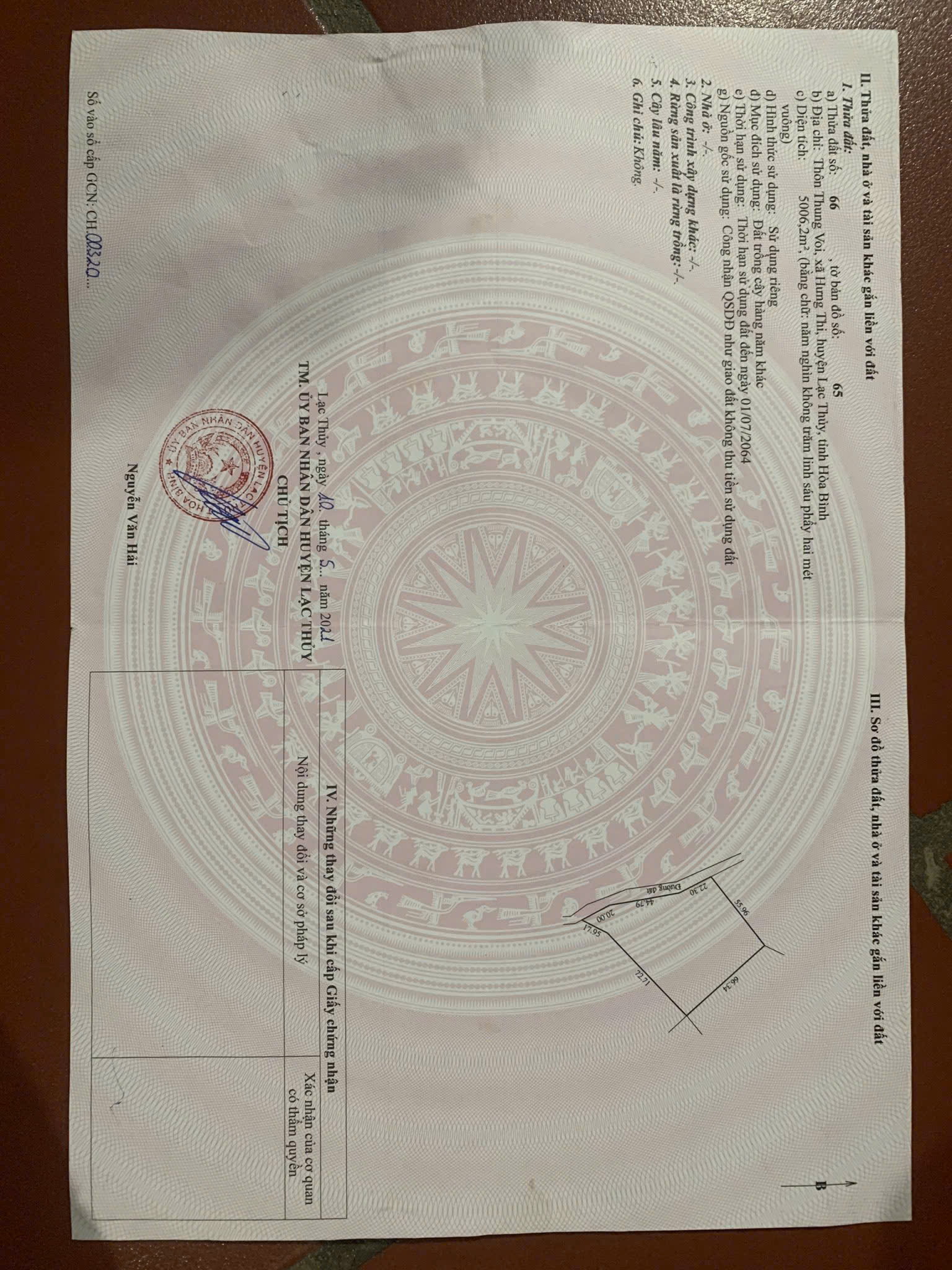  x BÁN ĐẤT THEO SỔ ĐỎ – PHÁP LÝ RÕ RÀNG TẠI LẠC THỦY, HÒA BÌNH 