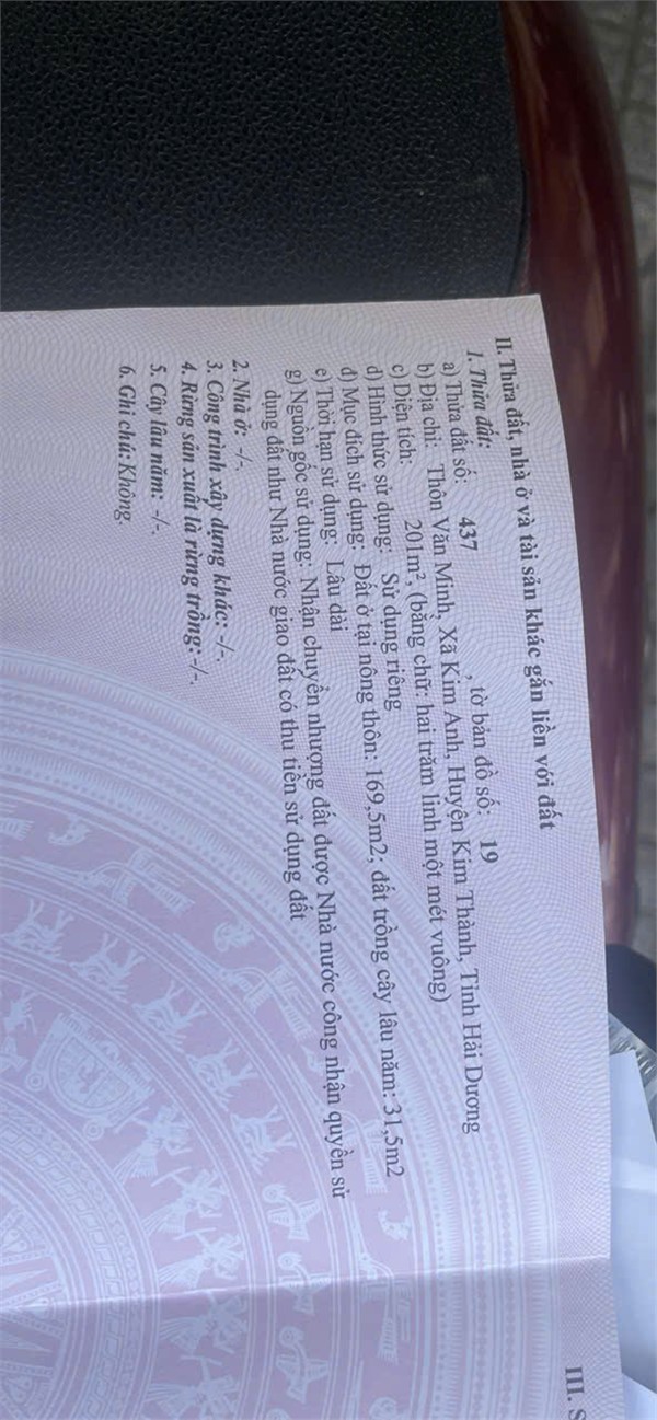  CHÍNH CHỦ Cần Bán Gấp 201m2 Đất Thôn Văn Minh, Xã Kim Anh, Huyện Kim Thành - Hải Dương 