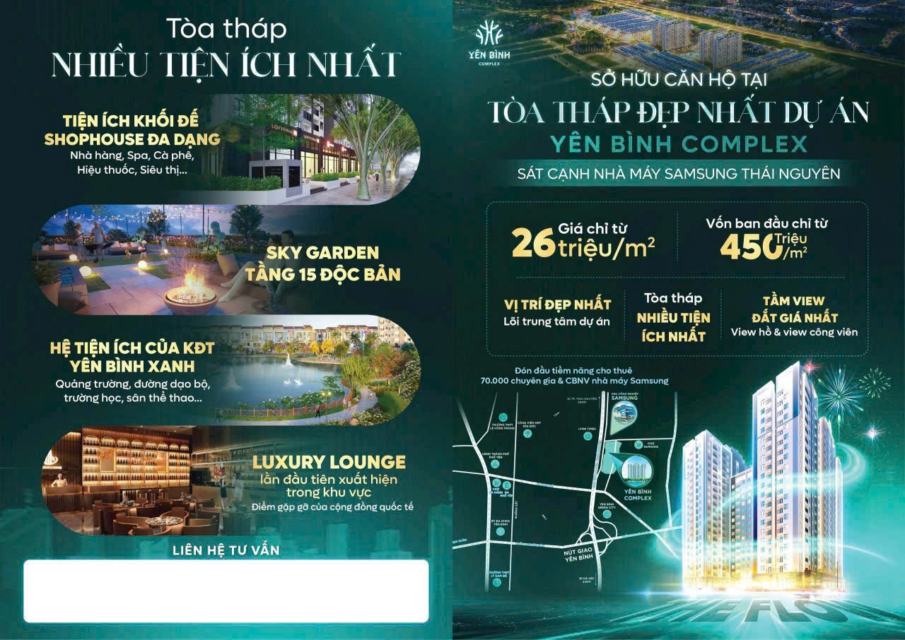  ???? ĐẦU TƯ CĂN HỘ YÊN BÌNH COMPLEX – DÒNG TIỀN CHO THUÊ ỔN ĐỊNH HÀNG THÁNG ???? 