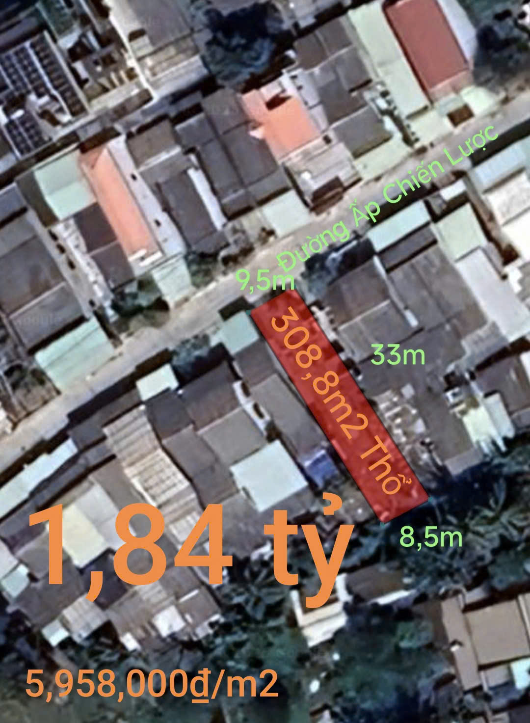  Bán lô đất thổ trung tâm huyện Tân Trụ giá 1,84 tỷ 