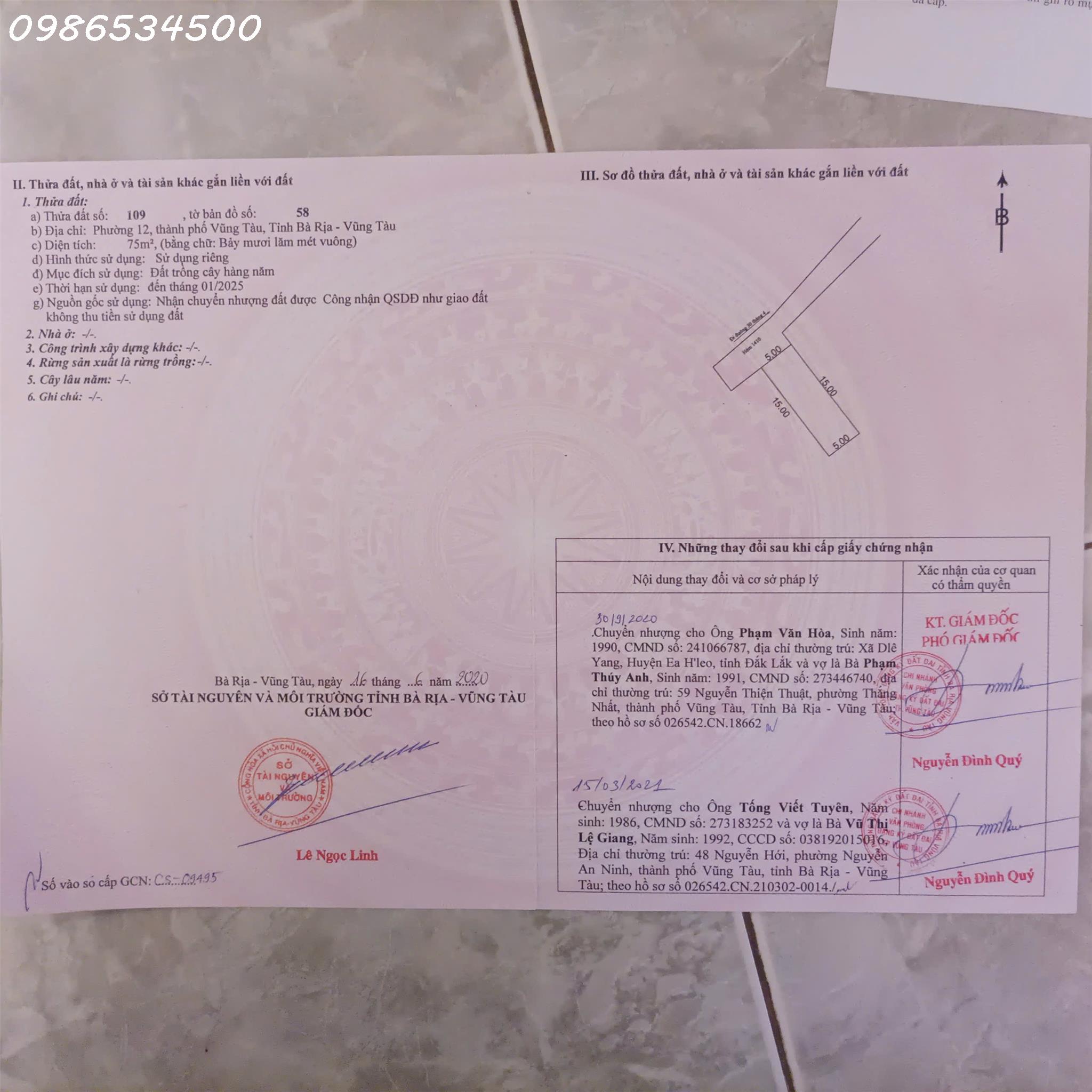  Chính chủ cần bán lô đất 78m2 Phường 12, Vũng Tàu, Bà Rịa Vũng Tàu, giá đầu tư 