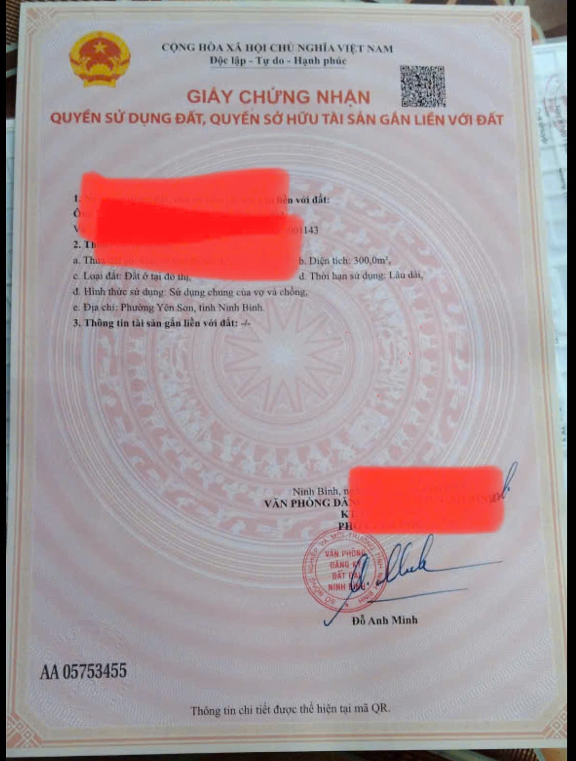  ĐẤT CHÍNH CHỦ - GIÁ ĐẦU TƯ CẦN BÁN NHANH LÔ ĐẤT TIỀM NĂNG TẠI TP Tam Điệp, tỉnh Ninh Bình 